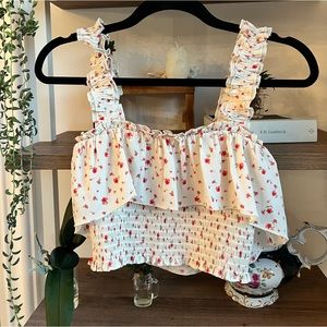 Floral Cropped Ruffle Top